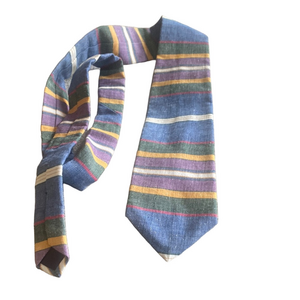 Rooster Vintage tie Multicolor Striped Cotton Tie | Made in USA